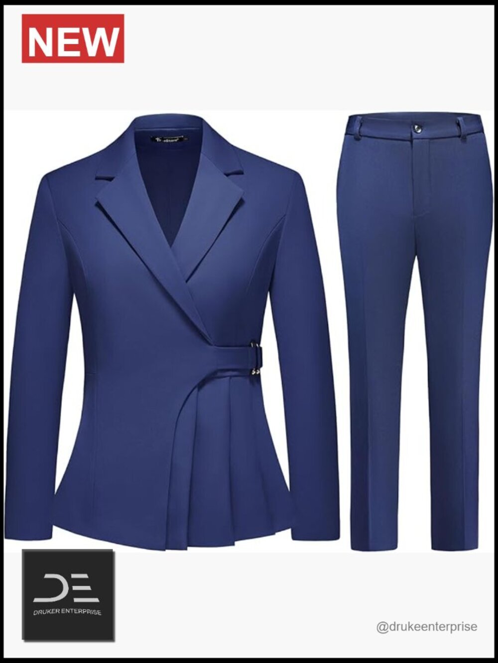 Women's 2 Piece Pantsuit Set Irregular Hem Jacket Business Casual Suit